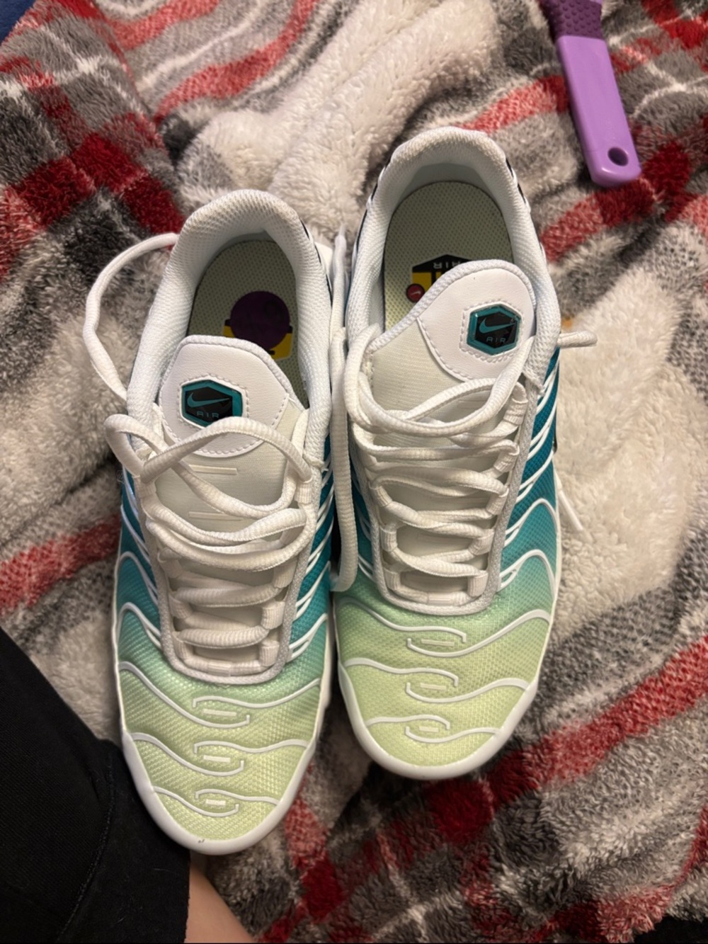 Gradient Teal to Lime Mesh Sneakers - White Accents